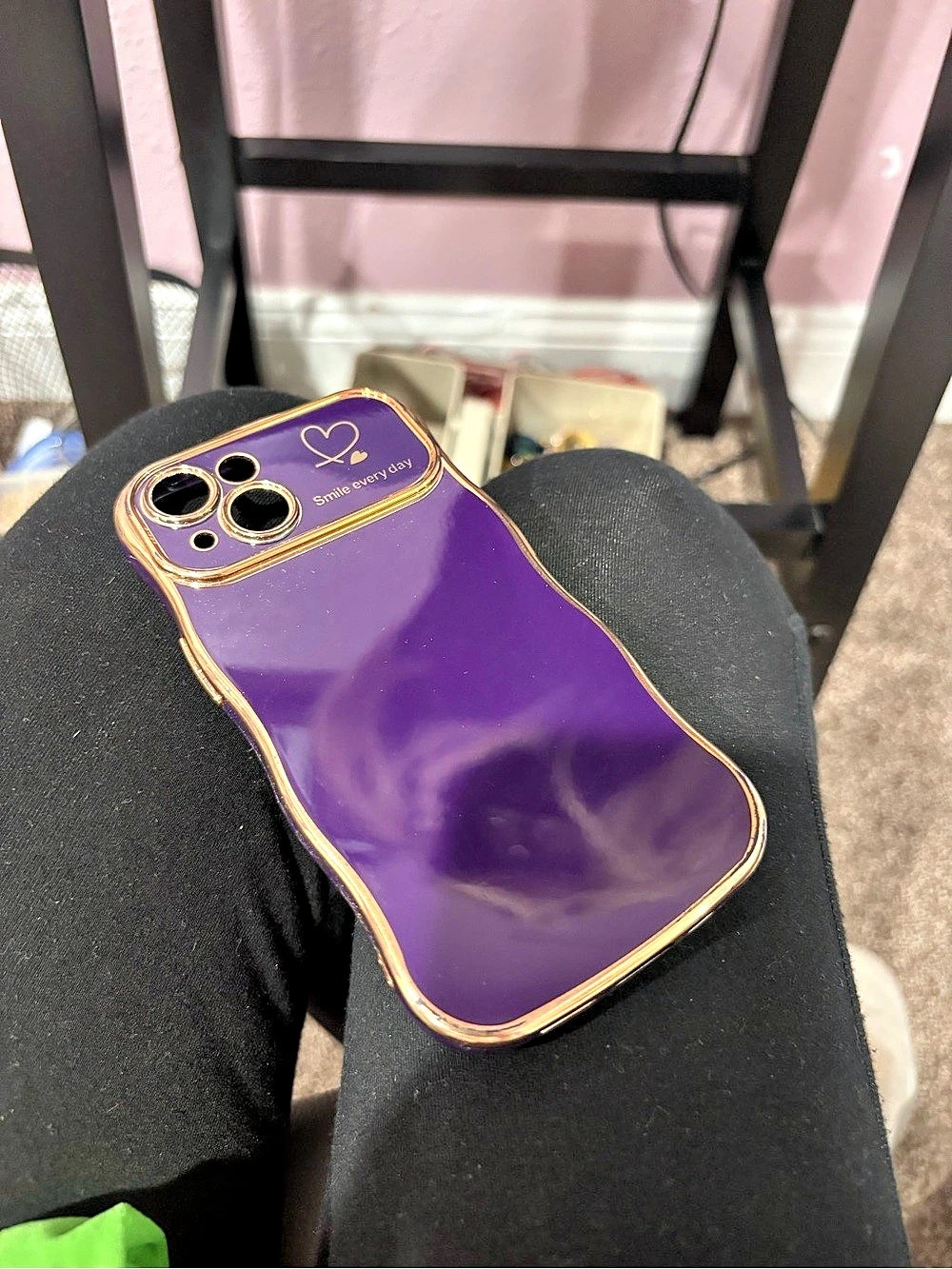 LCHULLE Smile Every Day Wavy Phone Case Purple & Gold